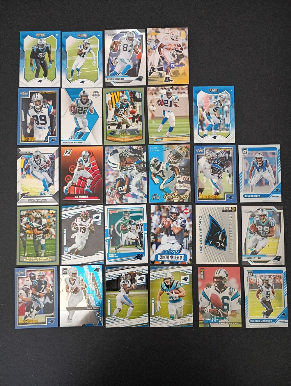 27 Carolina Panthers Football Cards Christian McCaffrey Bryce Young Hubbard Horn